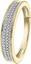 Lucardi Dames Ring met 75 diamanten 0,20CT - Ring - Cadeau - 14 Karaat Goud - Geelgoud