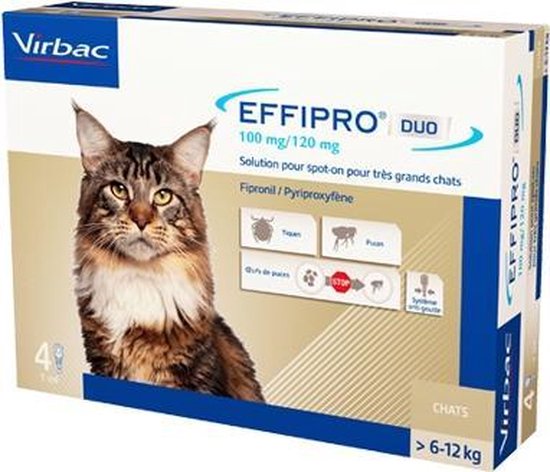 Effipro DUO Spot-On Grote Kat (6 t/m 12 kg) - 4 pipetten