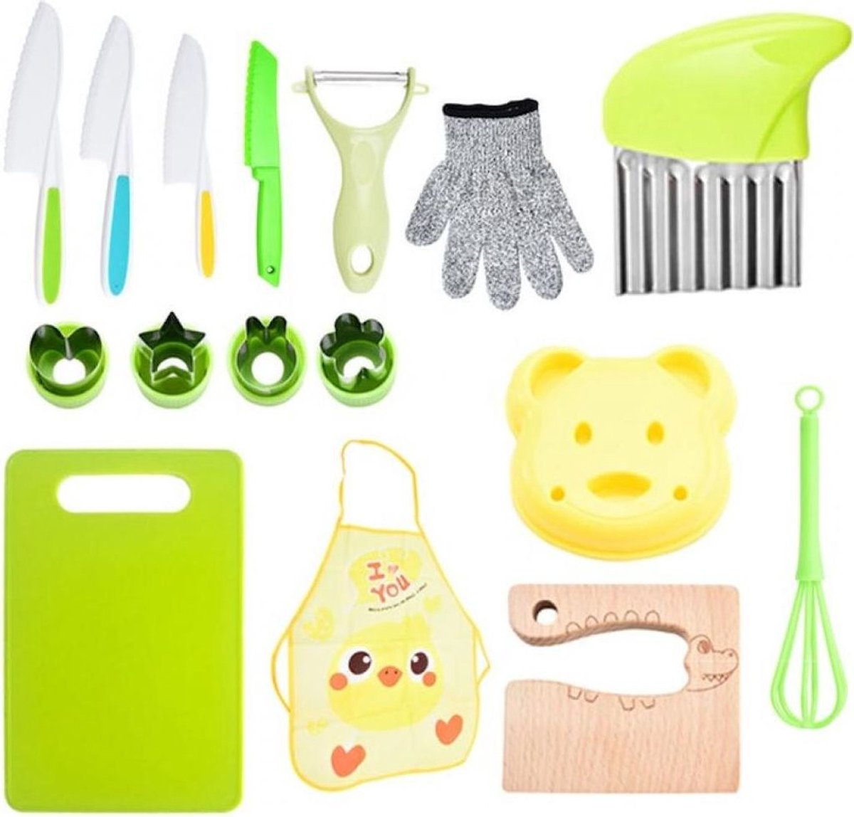 16-delige kindermessenset, geschikt voor kinderen die graag koken, peutermessenset