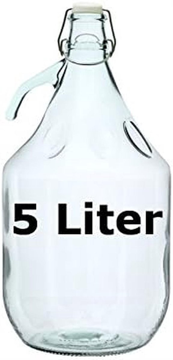 Wijnbagbalon 5 Liter Glas met Beugelsluiting voor Wijn en Distillaat