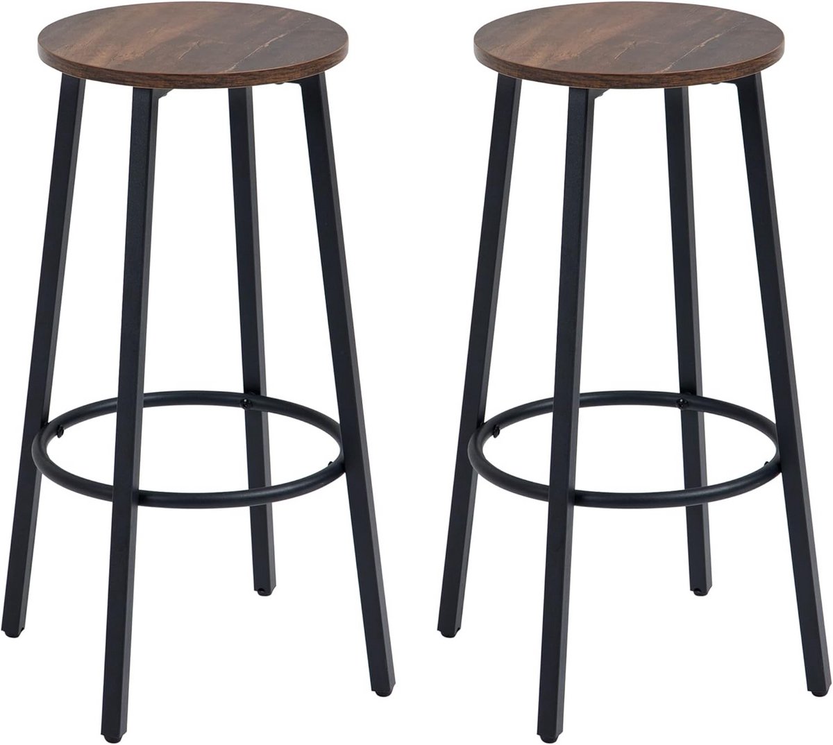 Set van 2 Industriële Barkrukken 65 cm Hoog - Keuken Krukken met Stevig Stalen Frame