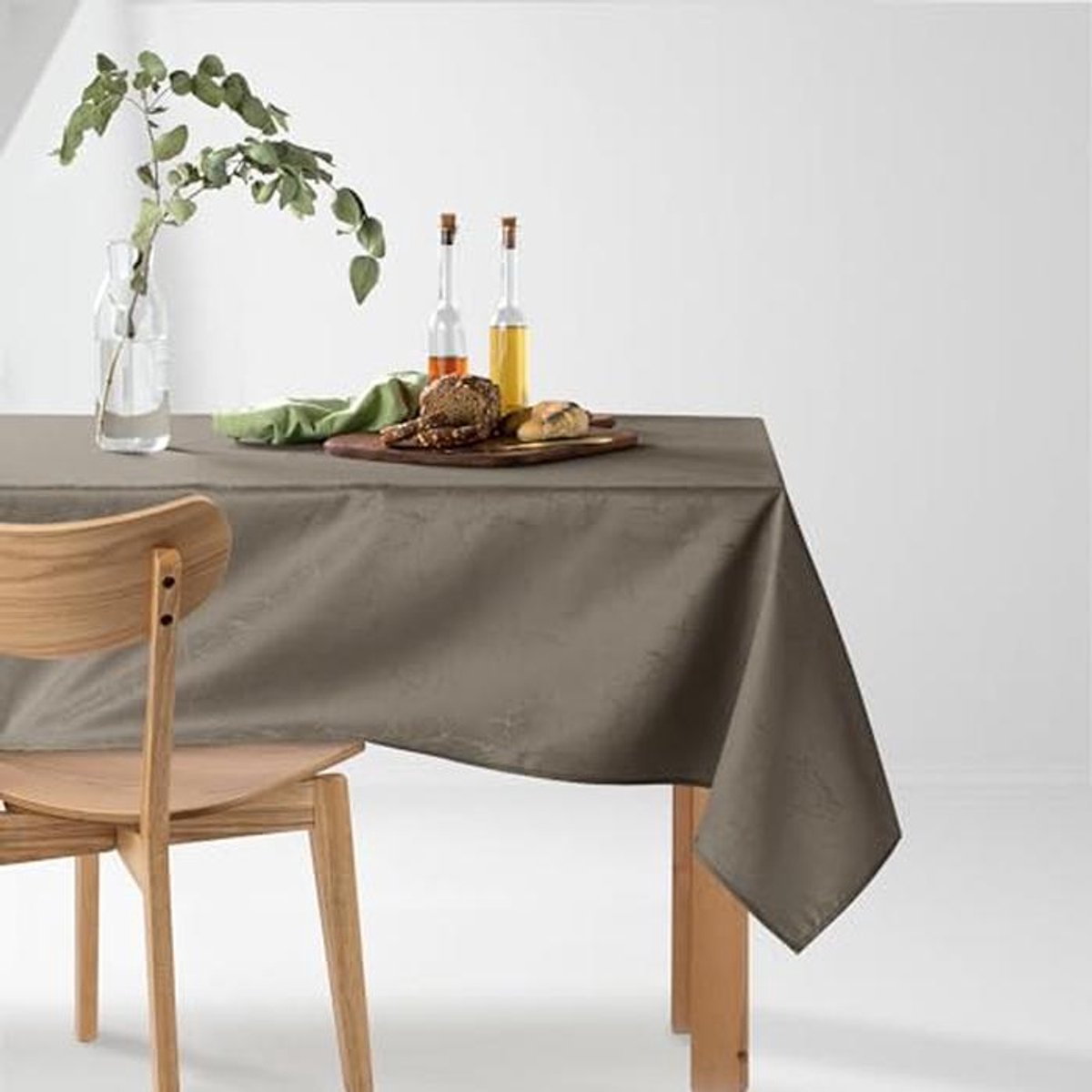 Rond Tafelkleed 120x120 cm - Beige Afwasbaar met Marmerpatroon voor Binnen en Buiten