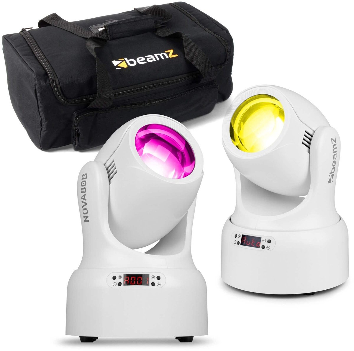 BeamZ NOVA80B-WH moving head set - Set van 2 beam moving heads met tas - 80W - Wit