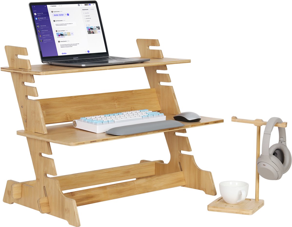 FATIVO Laptop Standaard - Computerstandaard - 7 Hoogtes Instelbaar - Ergonomisch houder - Bamboe - computers/laptops - t/m 20 inch