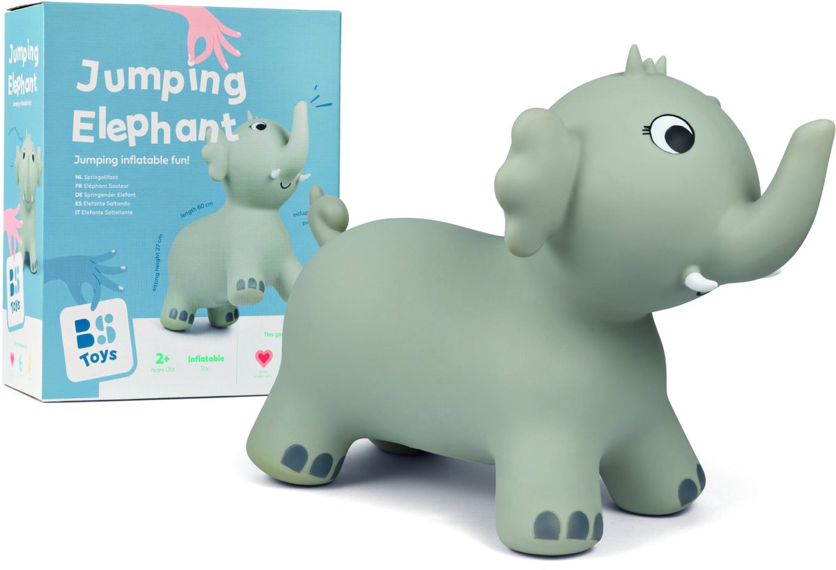 BS Toys Springdier Olifant GA525 – Opblaasbaar Springdier + Pomp — afbeelding 7