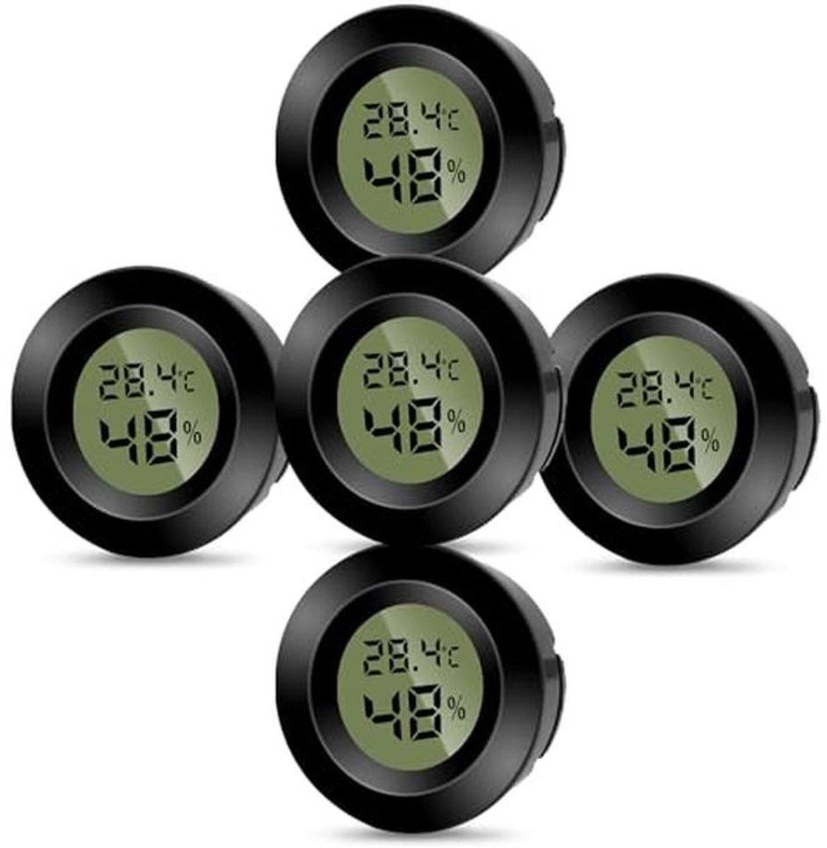 Digitale Mini Binnenkamerthermometer en Hygrometer met LCD Scherm - 5 Stuks