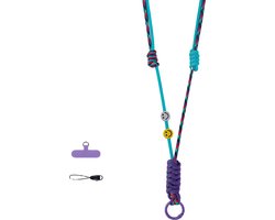 Verstelbaar Telefoonkoord Crossbody in Kleur - Anti-Verlies & Anti-Diefstal Smartphone Lanyard - Veilig Draagkoord voor Dagelijks en Outdoor Gebruik - Blauw/Paars
