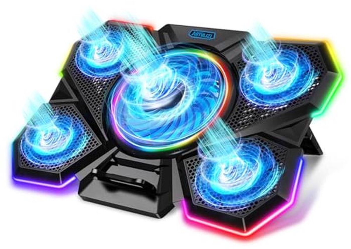 Universele Laptop Koelmat met 5 Ventilators en LED Verlichting voor 12-17 Inch