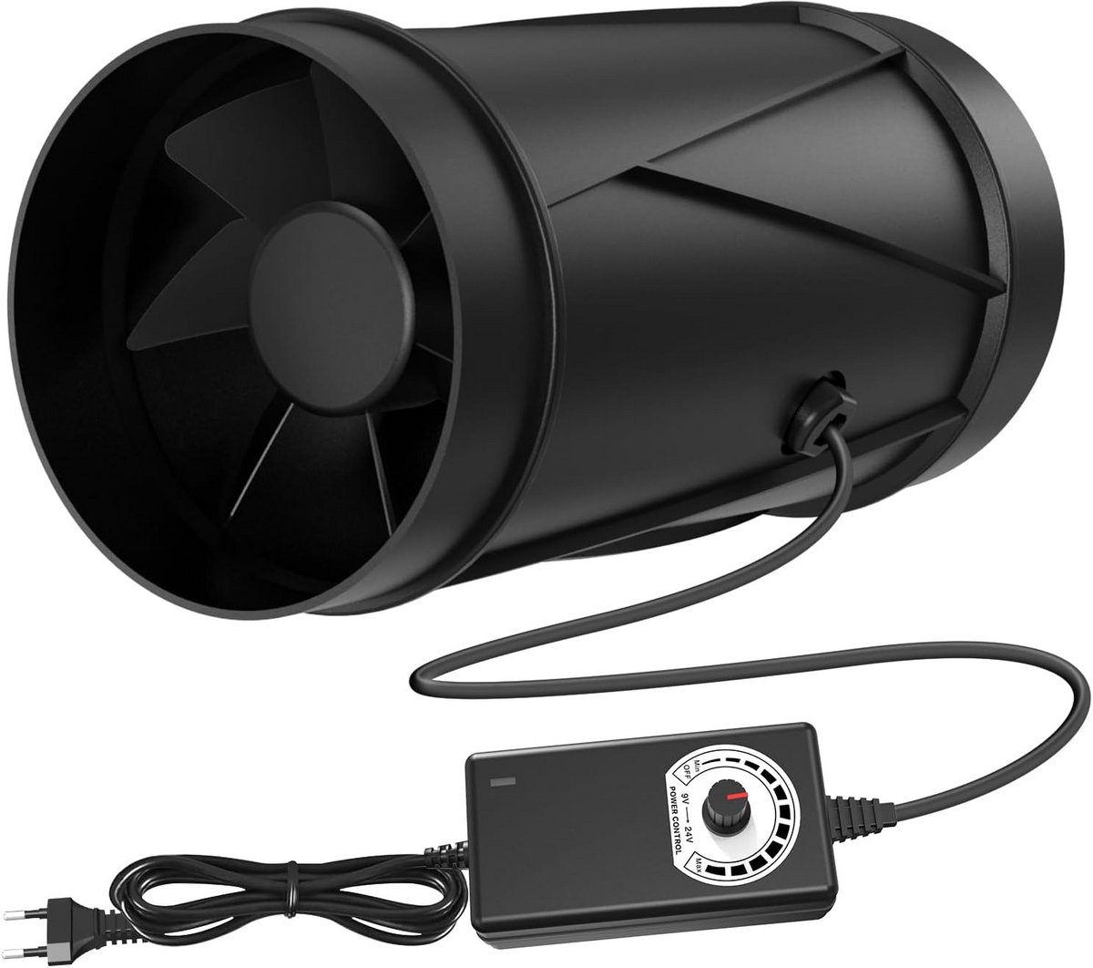 Regelbare Buisventilator 100 mm met EC-motor voor afvoer en ventilatie