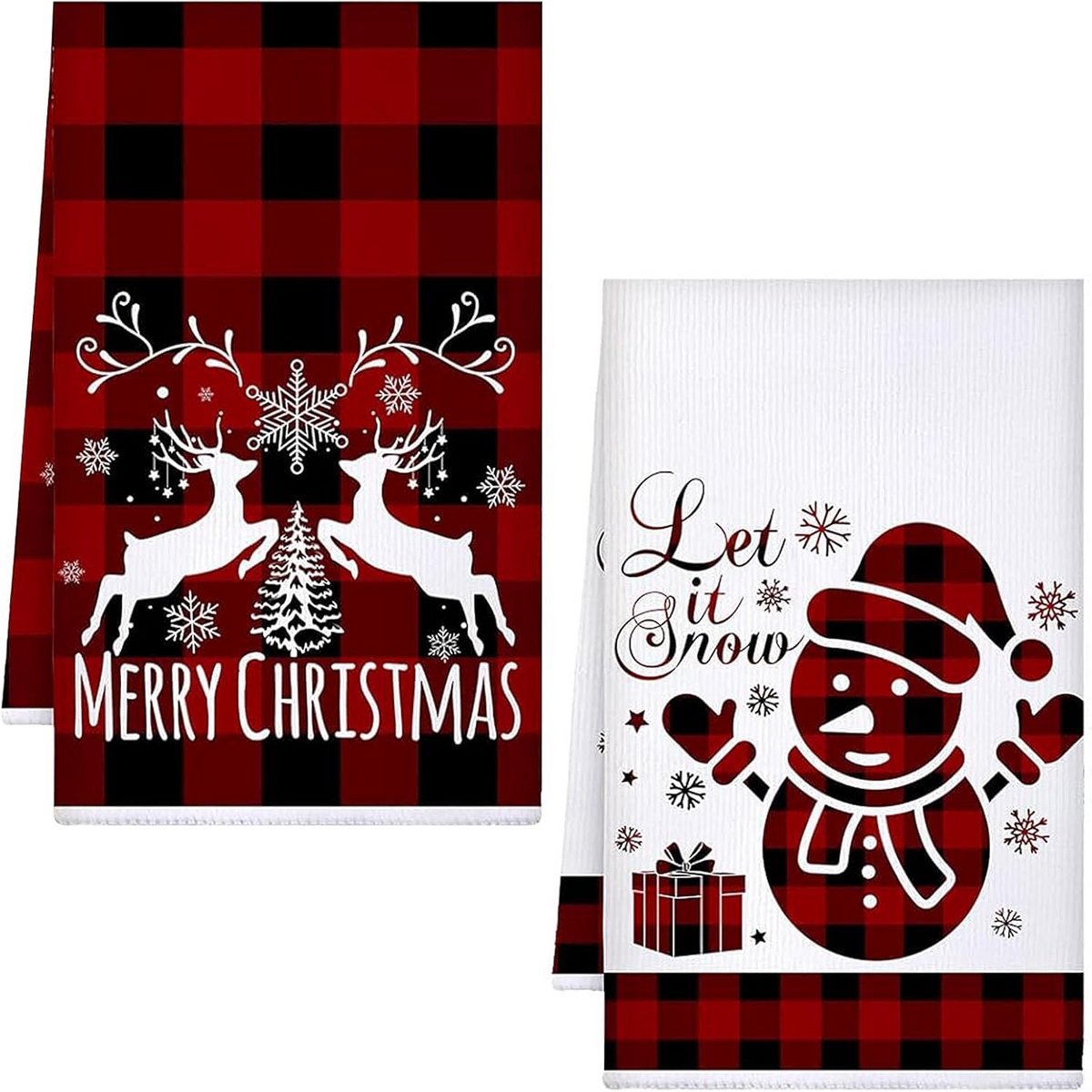 Set van 2 Kerst Keukenhanddoeken - Decoratieve en Feestelijke Bordjes