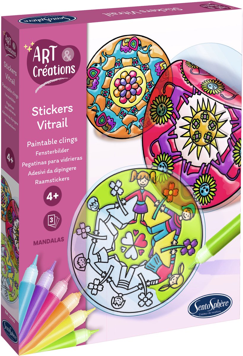 Sentosphère raamstickers mandala knutselset - creatief speelgoed kleuren.