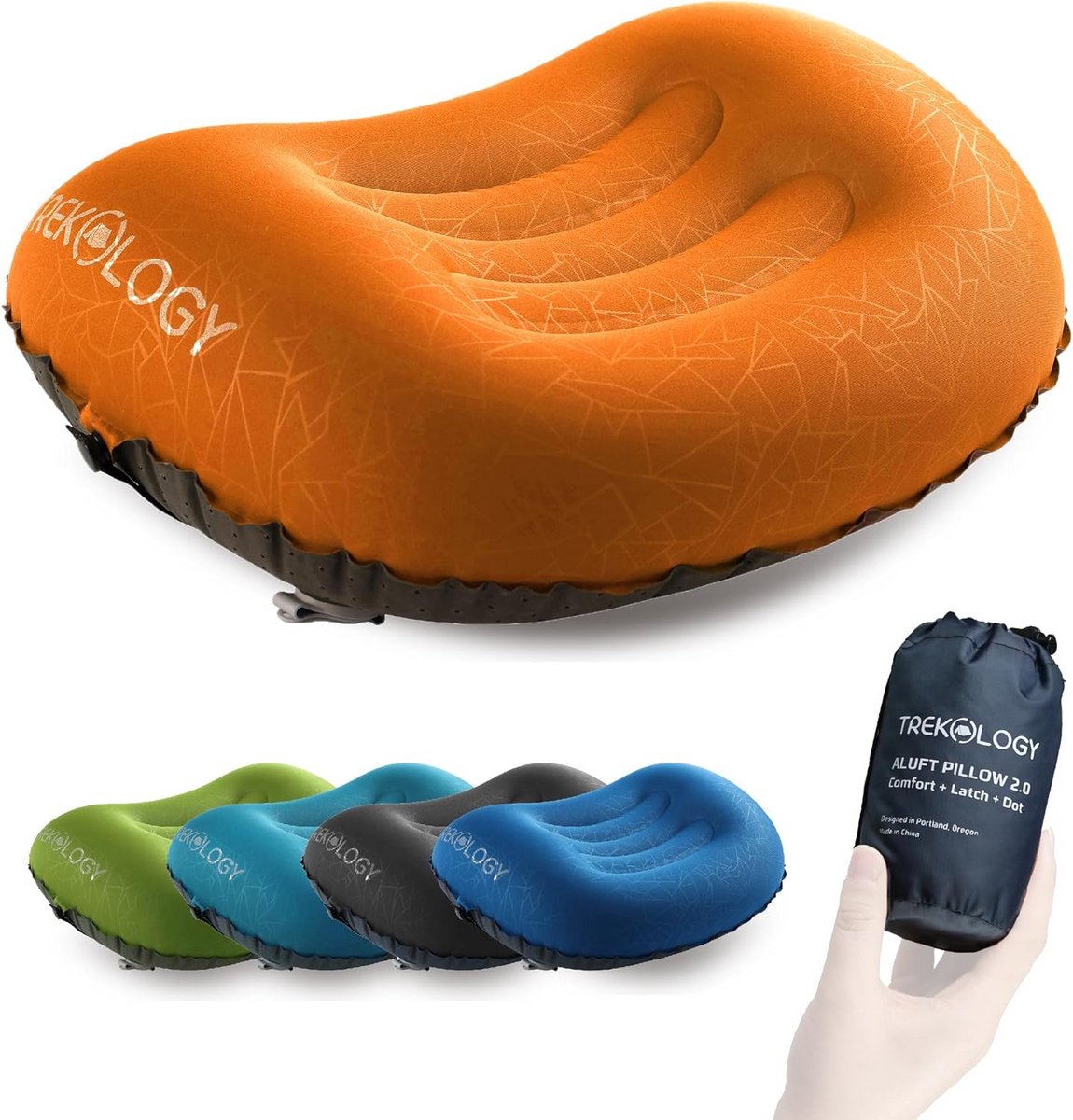 Ultralicht Opblaasbaar Kampeerkussen - Compact en Ergonomisch voor Neksteun