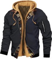Heren Casual Fleece-Gevoerde Hoodie met Zakken - Slim Fit, Ritssluiting, Lange Mouwen, Polyester Blend, Perfect voor Herfst & Winter Buitenactiviteiten