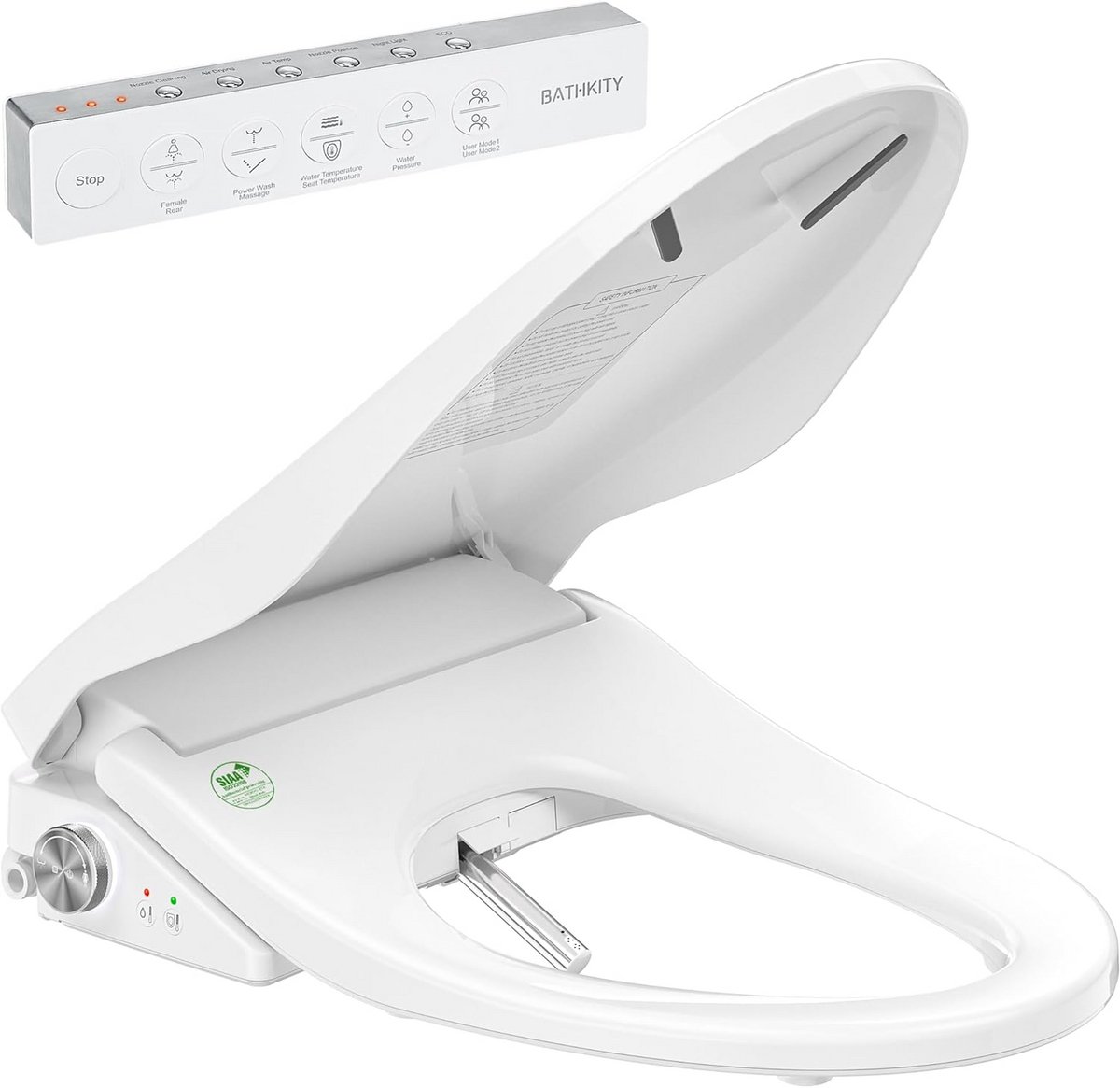 Elektrische Bidet Toiletbril met Verwarmde Zitting, Warme Water Wasfunctie en Warme Lucht Droger, Zelfreinigend