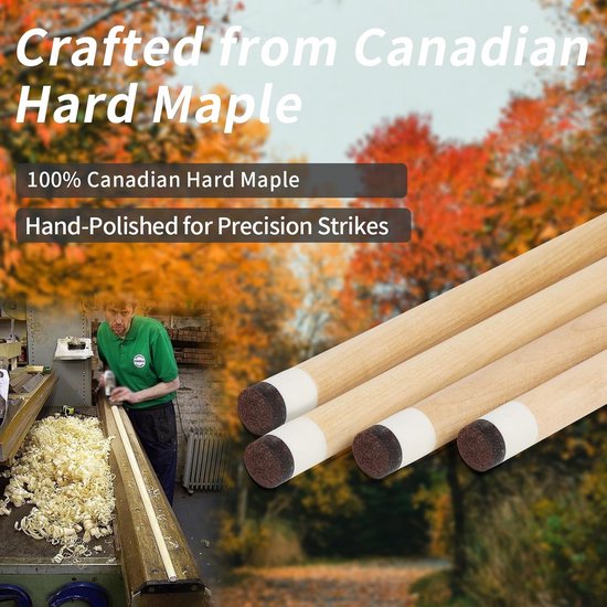 Professionele Billardkeu Set 58 Inch - Canadese Esdoorn, 13mm Ledertop & Antislip Grip van Merkloos — afbeelding 3