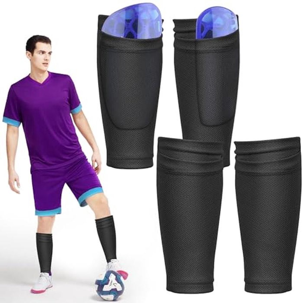 Scheenbeschermers met Steunhouders voor Voetbal - Voetbalsokken en Overtrekken voor Optimale Bescherming