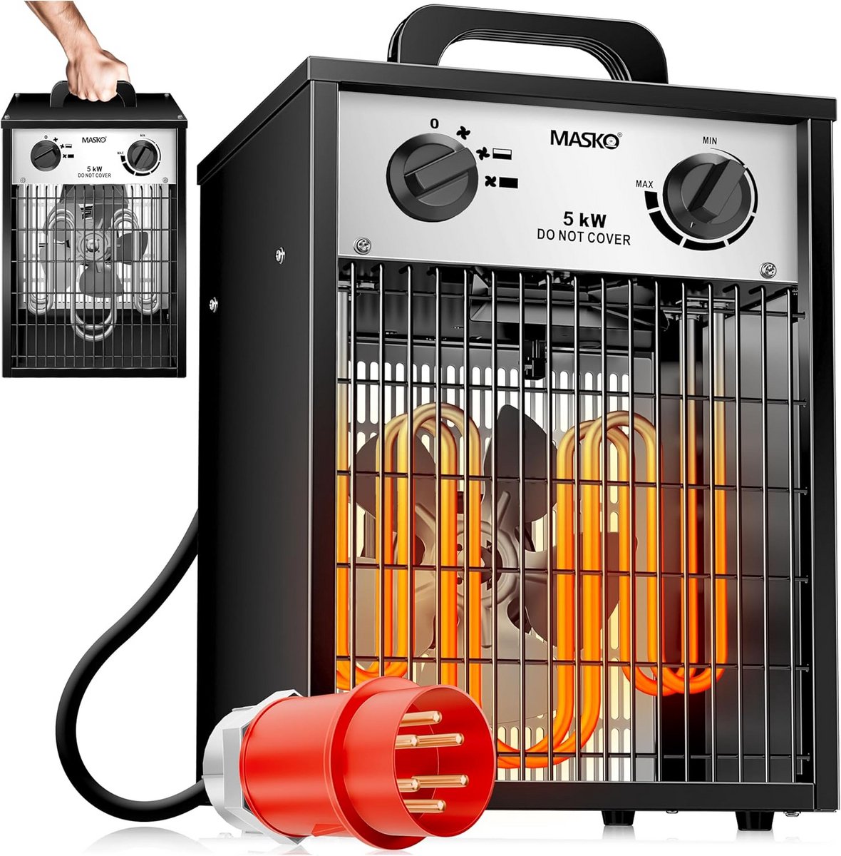 Krachtige Elektrische Verwarming 5000 Watt met Thermostaat en Drie Warmtestanden