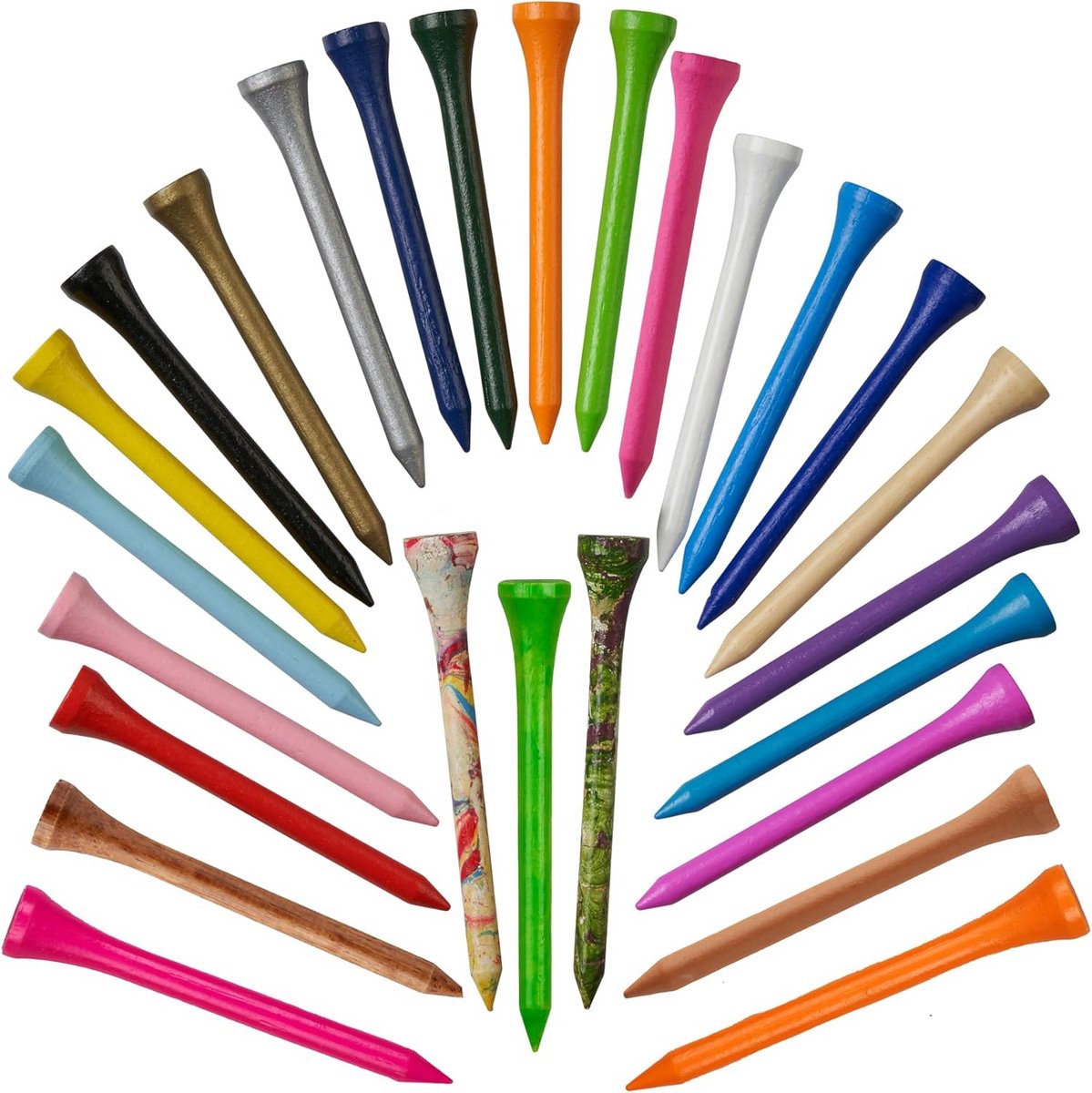Bamboe Golf Tees 70mm 2 3/4 inch Mix Kleuren Biologisch Afbreekbaar 100 Stuks Ronde Top