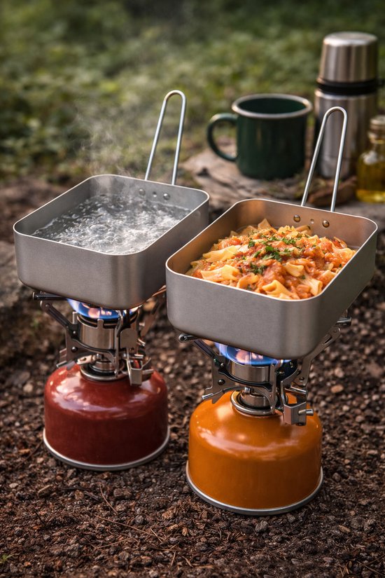 Camping Pannenset - Mess Tin - 2-Delig - Aluminium - Gamelle - Outdoor Cooking van Merkloos — afbeelding 2