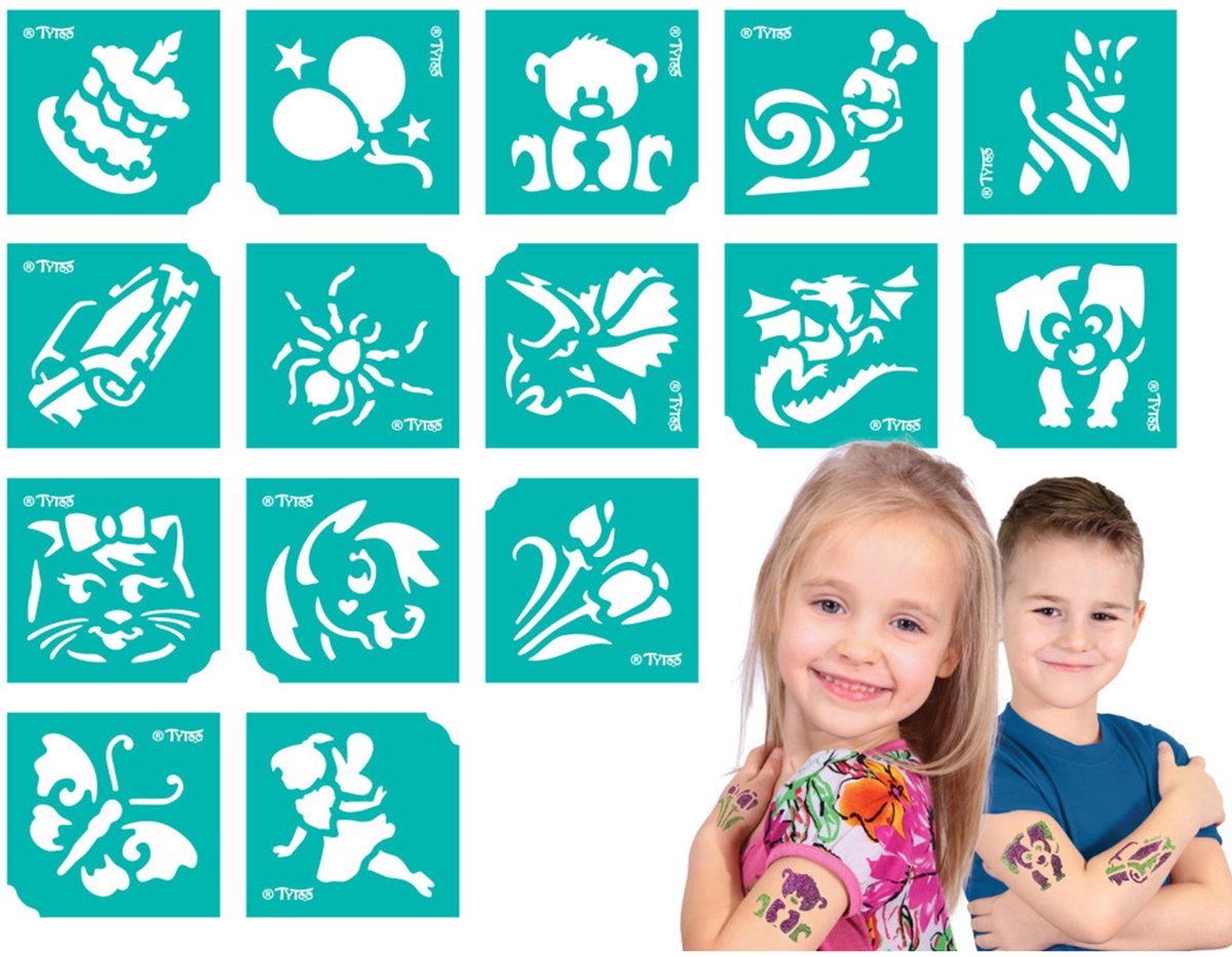 Verjaardag Sjablonenset - 15 Stuks Voor Glitter Tattoos [TY50154]