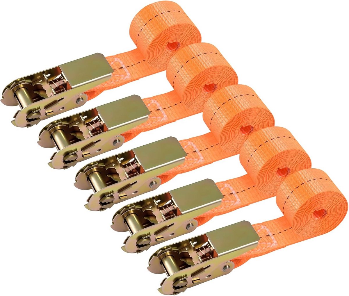 5x Spanbanden met Ratel - 2 Meter x 25 mm - Sjorbanden 800 kg Belastbaar voor Auto, Motorfiets & Bagage