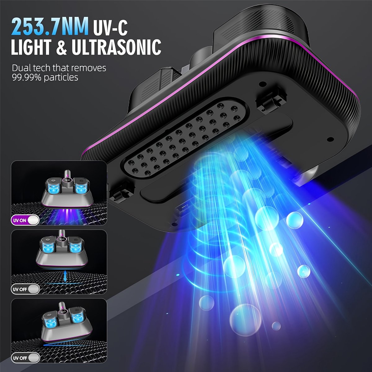 Draadloos Handstofzuiger met UV Sterilisator en Stofbak - afbeelding 3