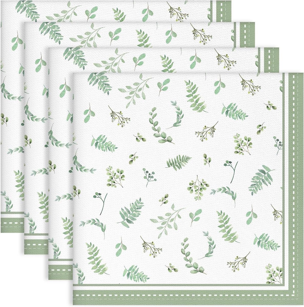 Wasbare katoenen servetten met eucalyptusblad print - Set van 4 - 45,7 cm x 45,7 cm