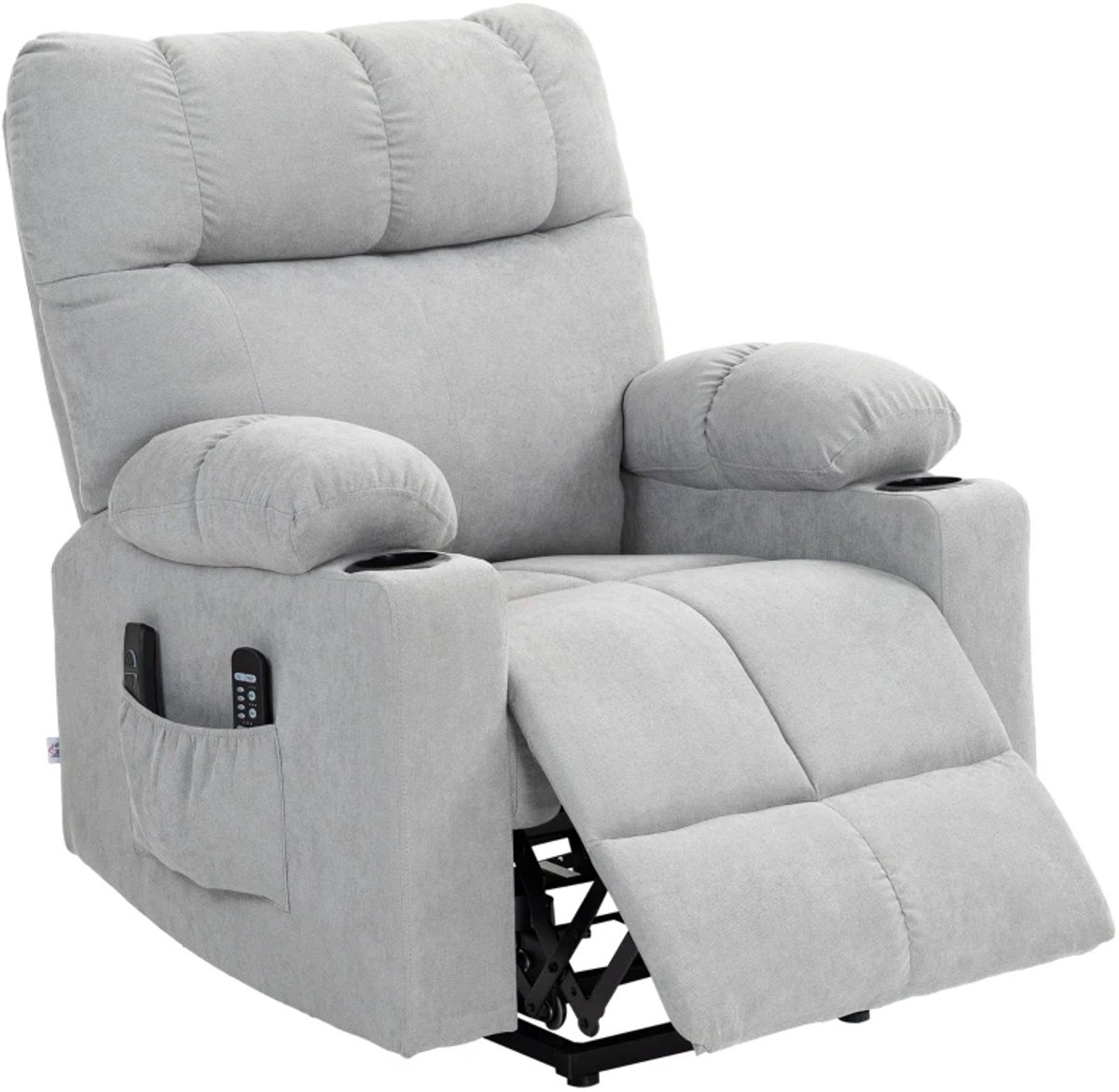 ZYLARO Elektrische Massagestoel - Massagefauteuil met Liftfunctie - Sta-opstoel - 8 Vibratiekoppen - Kantelbaar tot 135° - tot 150 kg - met Afstandsbediening - Relaxfauteuil - Seniorenstoel - TV Stoel - Lichtgrijs
