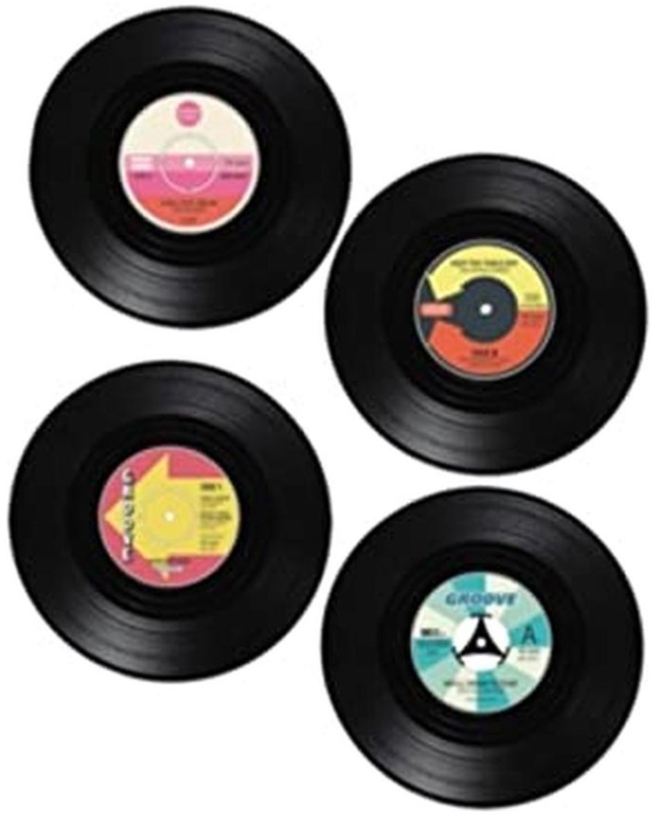 Design Onderzetters Set - 4 Herbruikbare Vinyl en Houten Onderzetters