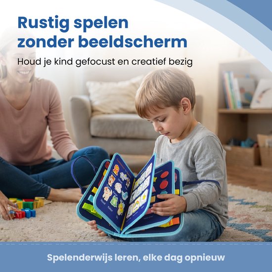 Wiebelo Montessori Activiteitenboek - Busy Board Sensorisch Speelgoed - Busy Book voor Peuters - Activiteitenbord Doeboek - Fijne Motoriek Speelgoed - Educatief Speelgoed Peuter - Leerboek - Reisspeelgoed voor Thuis en Onderweg - Activity Center van Wiebelo — afbeelding 5