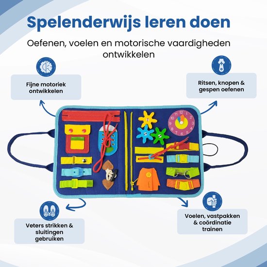 Wiebelo Montessori Activiteitenboek - Busy Board Sensorisch Speelgoed - Busy Book voor Peuters - Activiteitenbord Doeboek - Fijne Motoriek Speelgoed - Educatief Speelgoed Peuter - Leerboek - Reisspeelgoed voor Thuis en Onderweg - Activity Center van Wiebelo — afbeelding 3