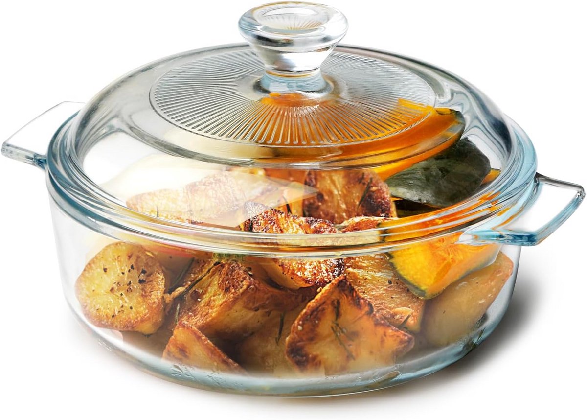 Vierkante Glazen Braadpan met Deksel - Magnetronbestendig & Ovenbestendig