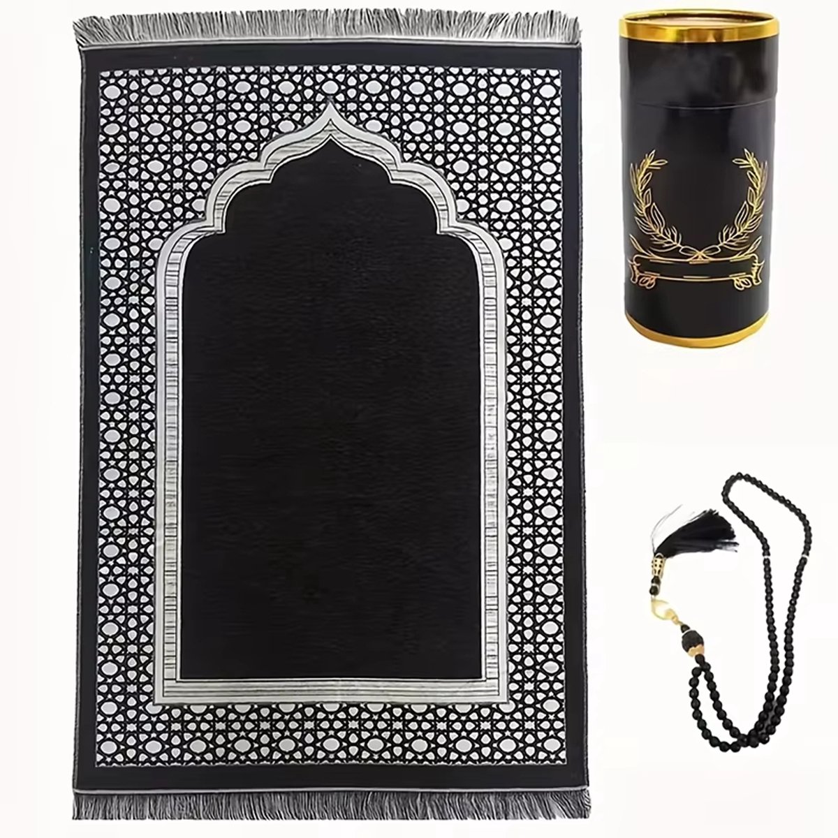 Gebedsmat Set met Gebedskralen – Draagbaar Reis Gebedskleed in Geschenkdoos, Islamitisch Moslim Cadeau voor Ramadan, Eid, Dagelijks Gebed en Aanbidding