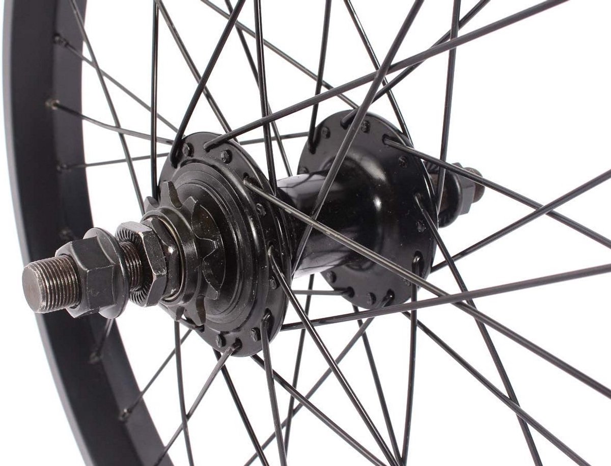 18 inch BMX Achterwiel Zwart - 14 mm As, 9T Cassette, Stabiele Aluminium Velg