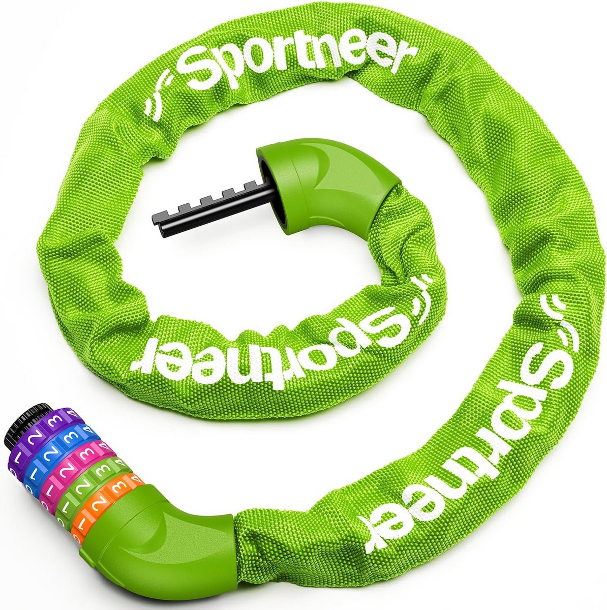 Fietsslot Cijferslot - Ketting Sluiting - Fiets Beveiligen - Snijbestendige Ketting - 100-120 cm - Groen