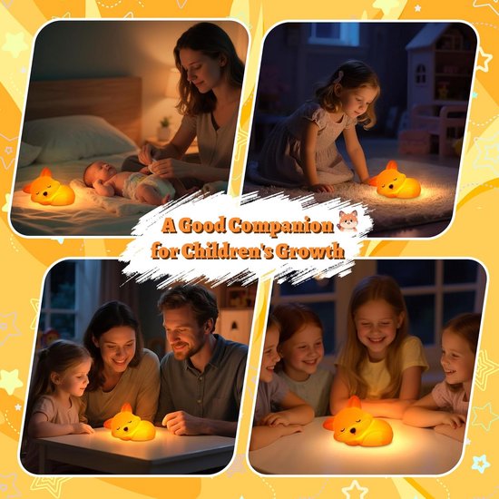 Schattige Vos Nachtlampje voor Kinderen - Dimbare Silicone Bedlampje van Merkloos — afbeelding 2