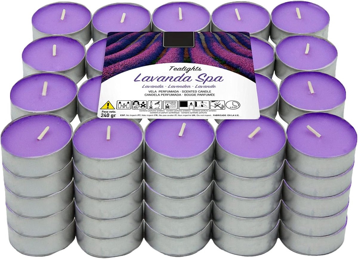 Lumar Aromatic Theelichtjes, Lavendel, 100 Stuk