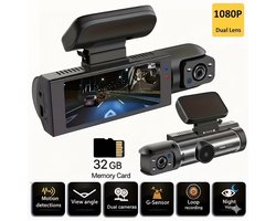 1080p Dashcam voor Auto met Nachtzicht, Loop Recording en IPS-Scherm – Inclusief 32 GB Kaart – Rij- en Beveiligingscamera voor Voorkant en Parkeren