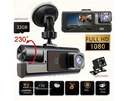1080p Dashcam voor Auto met Infrarood Nachtzicht, Ingebouwde Audio, 32 GB Geheugenkaart, Loop Recording en Parkeermodus – Voertuigbeveiligingscamera voor Continu Bewaken