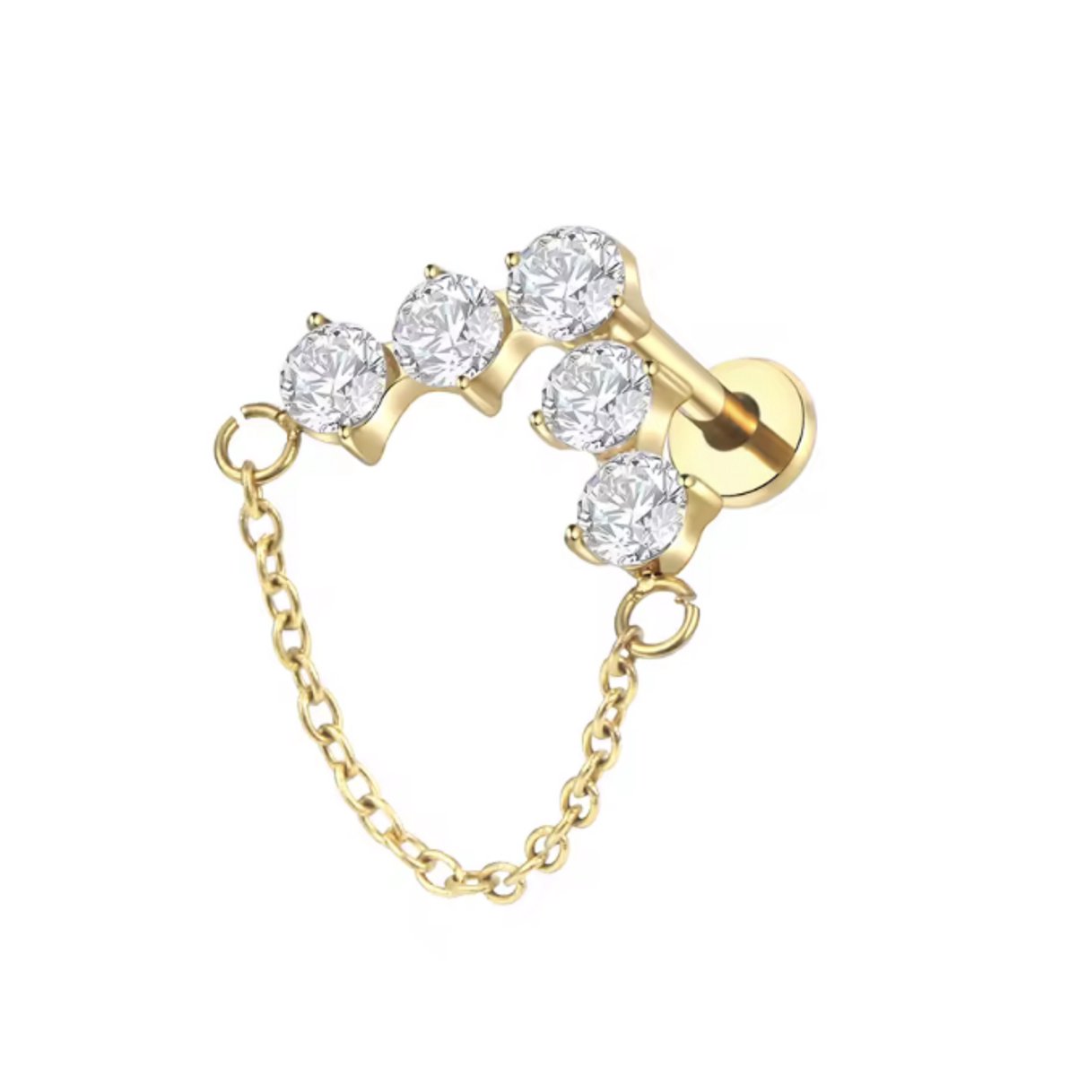 Piercing voor Oor - Kleur: Goud - Formaat: 12 x 6 MM - Titanium - Tragus / Kraakbeen / Helix / Conch - Oorpiercing - Piercing Sieraad - Hoge Kwaliteit - Labret Piercing - Luxe Sieraad - Oorbellen