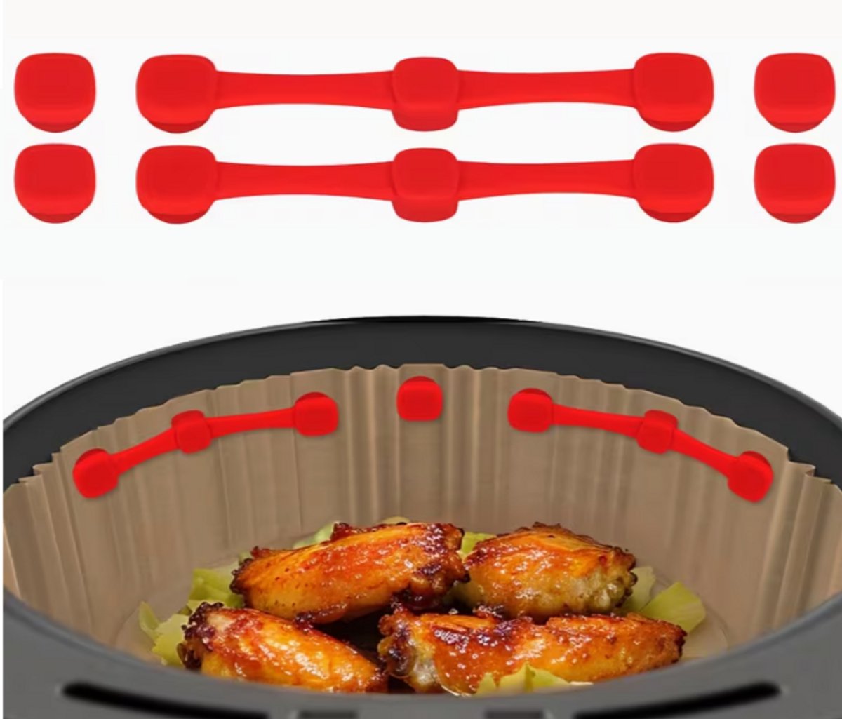 4 stuks magnetische siliconen clips voor airfryer, keukenaccessoireset, accessoires voor airfryer, basiskeukengerei, duurzame keukenartikelen, voor drukke gezinnen (rood)