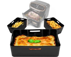 3x Siliconen Liners voor Airfryer antiaanbak Stukken inzetstuk voor Air Fryer Pot compatibel met Duronic AF34 AF24 en andere dual-zone Heteluchtfriteuse Luchtfriteuse