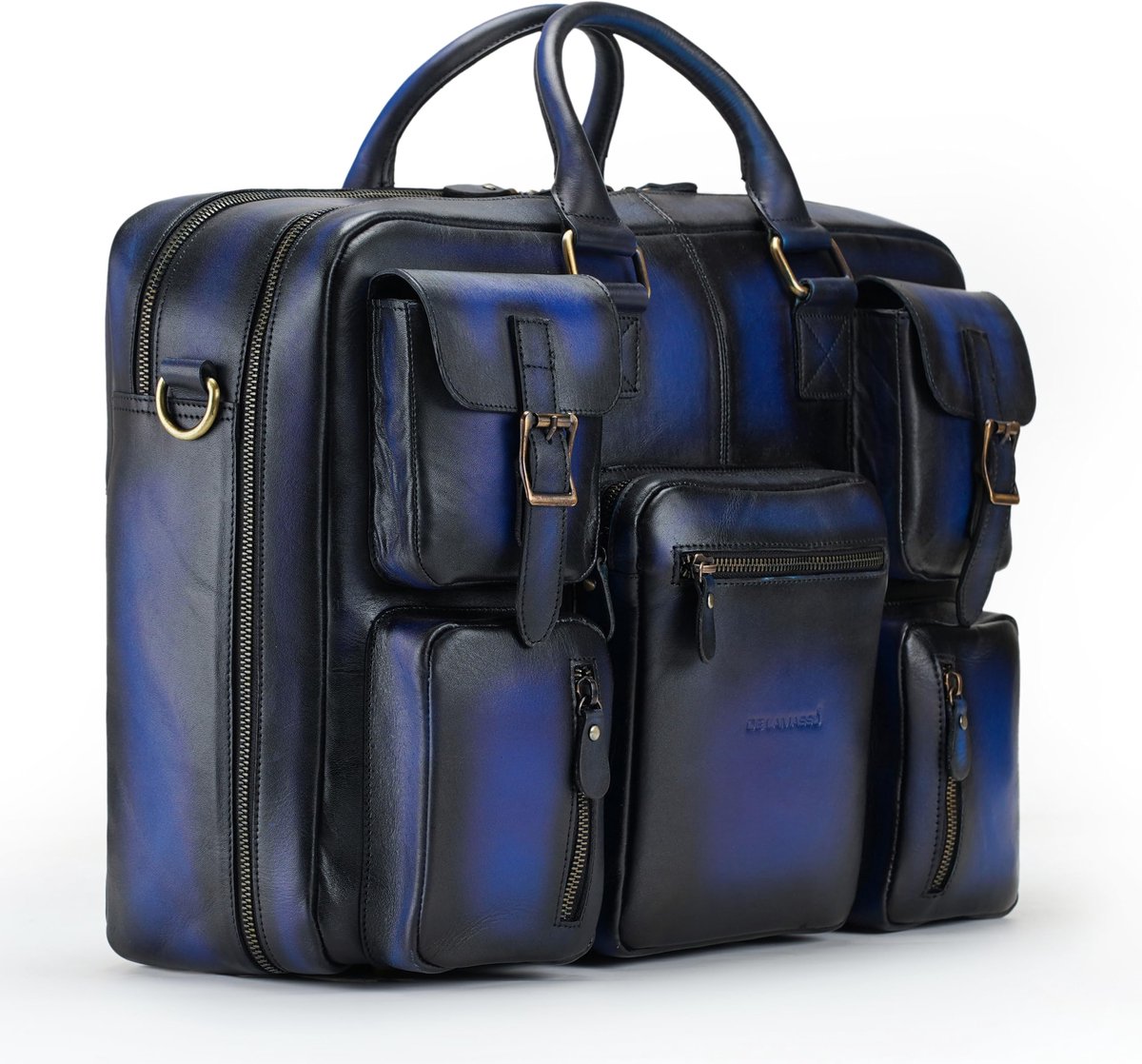 DE LAMASSU® (Kasper) BIOUW XL Leren Business Tas 17 Inch – Echt Rundleer – Extra Ruim – 180° Openklapbaar – Premium Werk- & Reistas Unisex