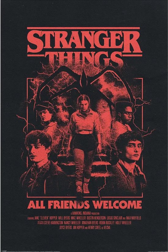 Affiche unisexe Stranger Things « Tous les Friends sont les bienvenus » - multicolore - Standard