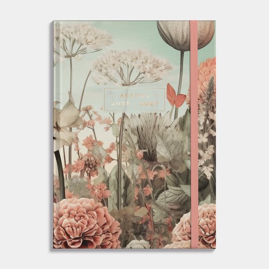 Hobbit - A4 Agenda 2026-2027 - 1 week op 2 pagina's - Harde Kaft - Agenda A4 (21 x 29,7 cm) - Veldbloemen