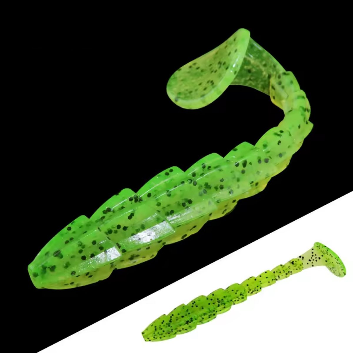 PikeAttack-RibRush-Shad-Softbait-11.5cm-Groen