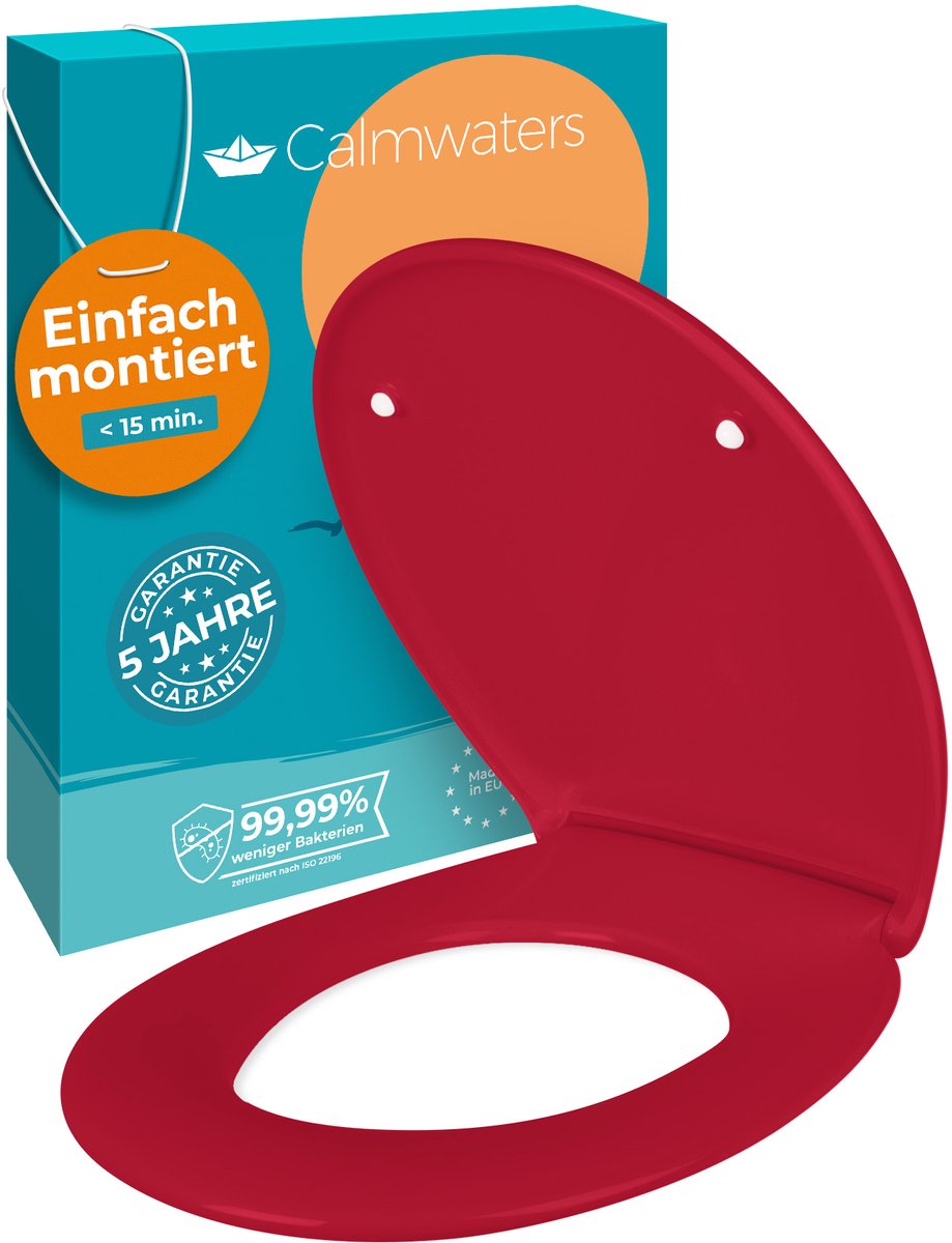 Calmwaters Original - WC-bril - Rood - Duroplast - Softclose - Afneembaar
