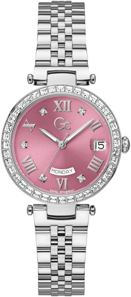 Gc Gc Flair Crystal Quartz Analoog Horloge Zilver Kast: 100% Roestvrij Staal | Bracelet 100% Roestvrij Staal 34 mm Z01022L6, Z01024L3