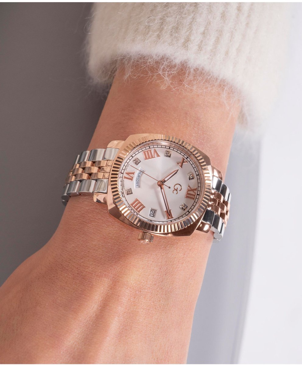 Gc Gc Flair Coussin Lady Kwarts Analoog Horloge Roségouden Toon Case: 100% Stainless Steel | Armband: 100% Stainless Steel 34 Z44001L7MF, Z44002L9MF, Z44003L1MF