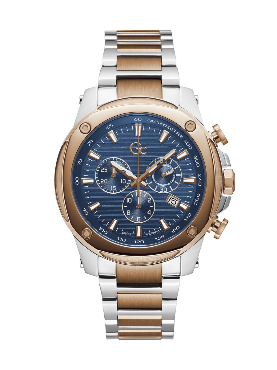 Gc Gc Brave Quartz Chronograaf Horloge Zilver En Roségoud Kast: 100% Roestvrij Staal | Armband: 100% Roestvrij Staal 45 Z13001G7MF